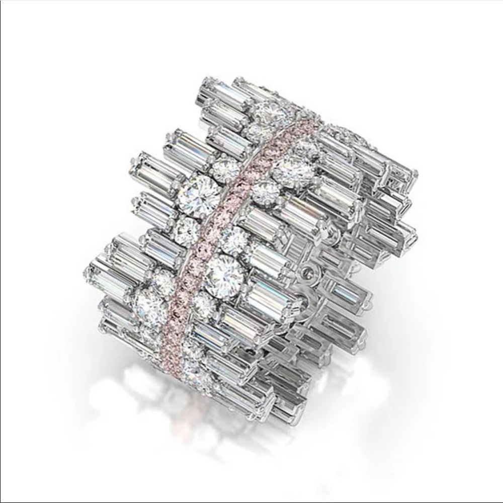 New Women’s 925 Silver White Pink Sapphire Ring - Picture 3 of 11